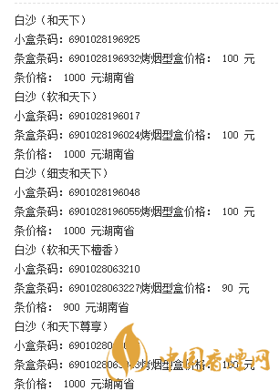 和天下香煙價(jià)格2020年查詢(xún)大全